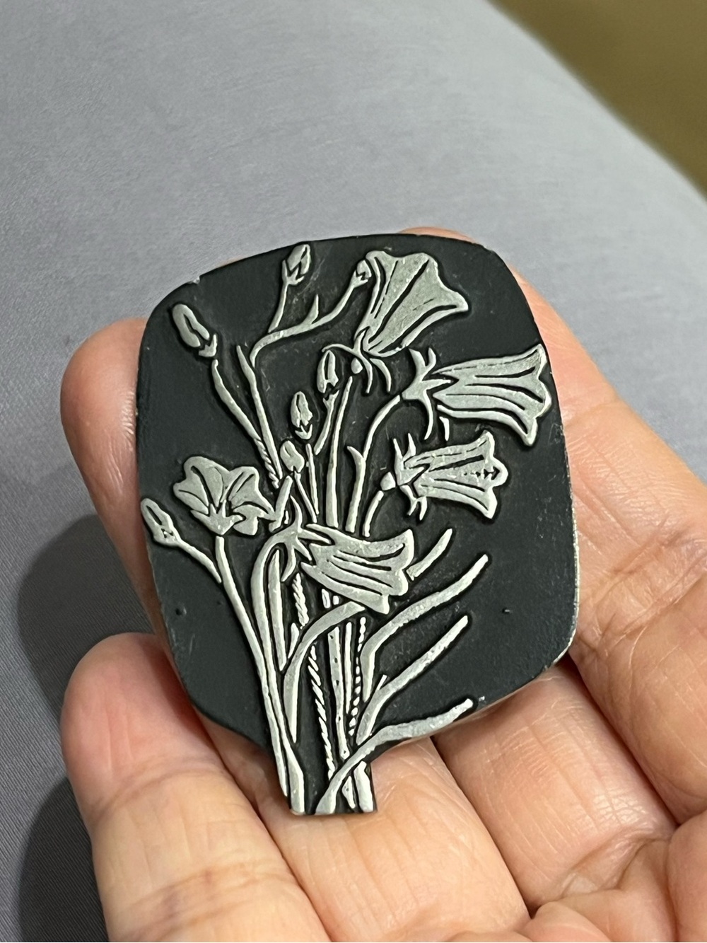 Vintage 1993 Urban Fetishes Silver & Black Floral Brooch Pin